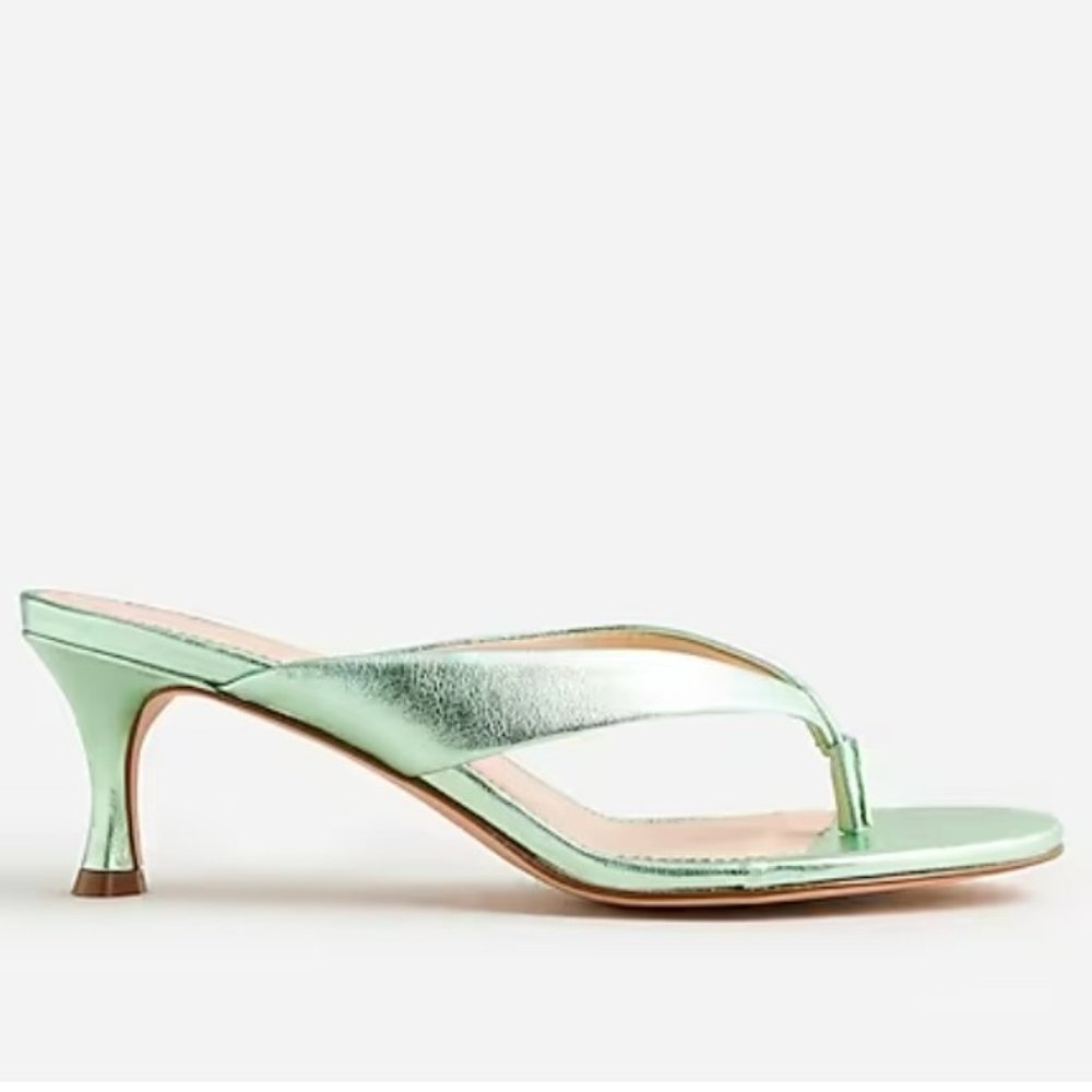 JCREW Violetta Made-in-Italy Thong Sandals in Metallic Leather